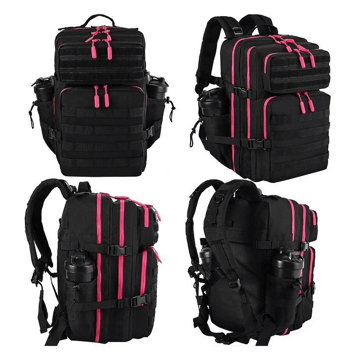 Mochila Táctica 45 Litros Negro Rosa 2