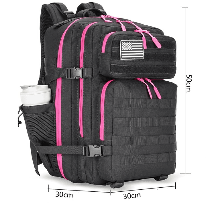 Mochila Táctica 45 Litros Negro Rosa 3