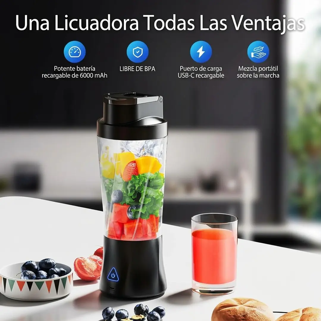 Licuadora Portatil Recargable 600ml 3