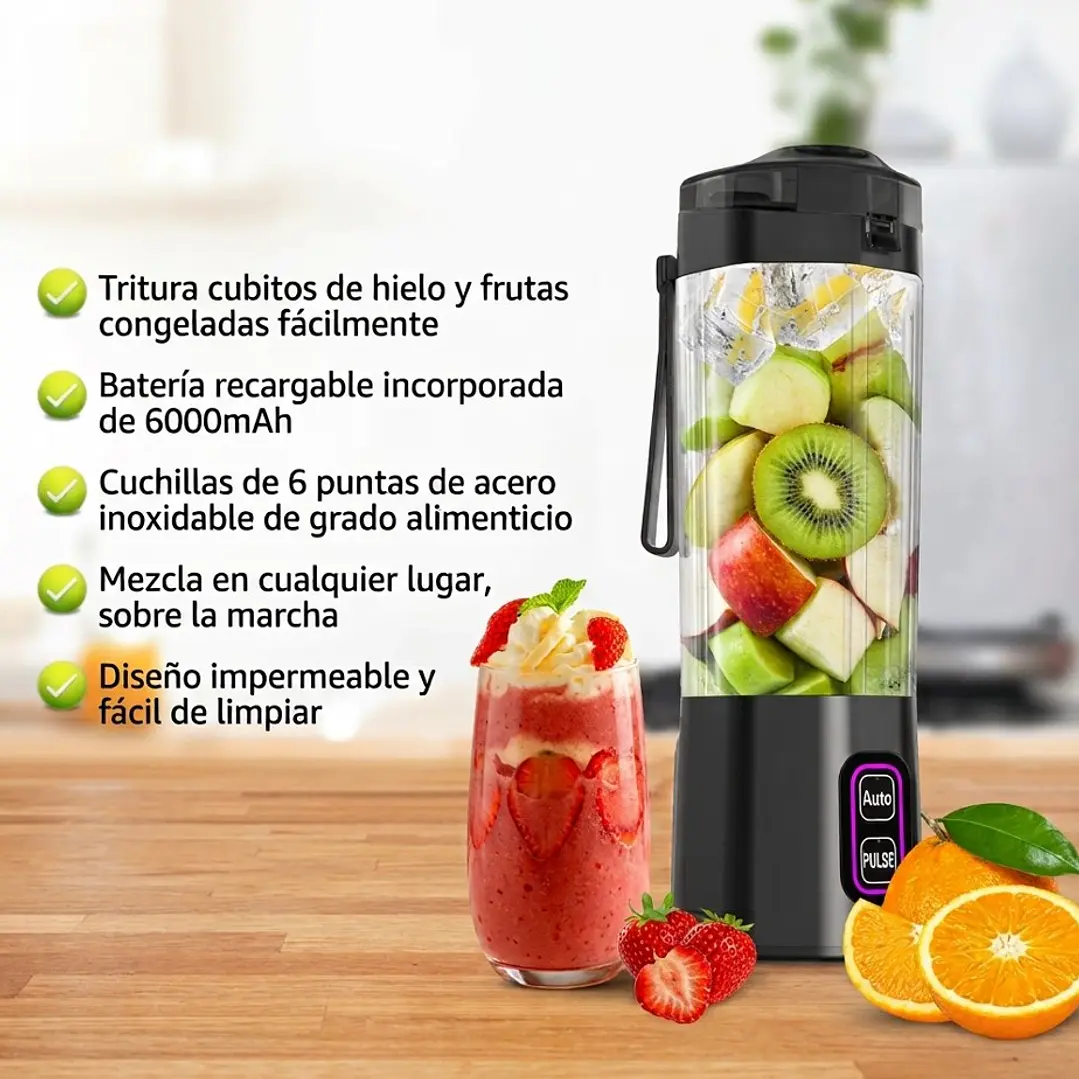 Licuadora Portatil Juguera Recargable Para Batidos 700ml 2