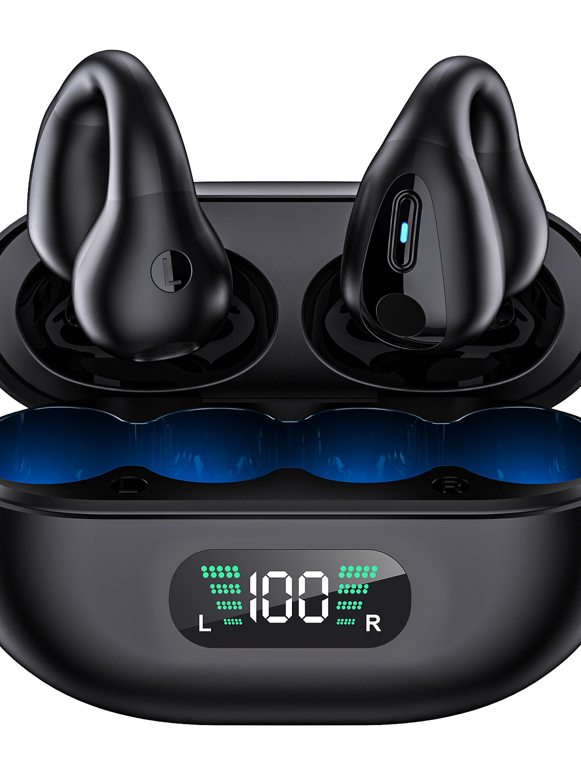 Auriculares Inalámbricos de Conducción Ósea con Pantalla Digital, Auriculares Deportivos HIFI para Teléfonos 1