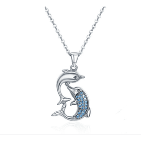 Collar delfines con circones azúl