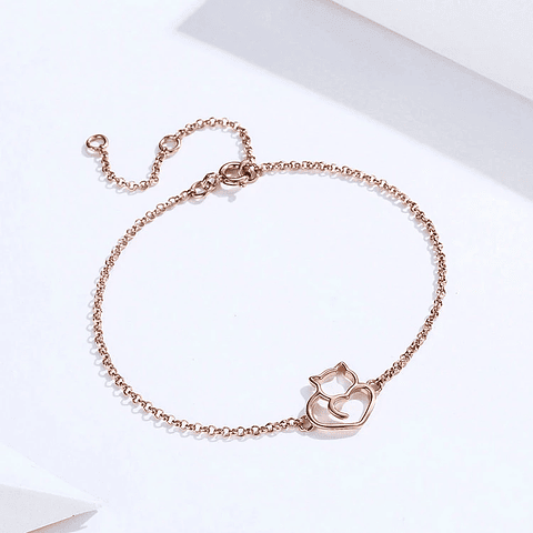 Pulsera gato bañado oro rosa