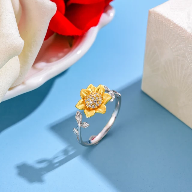 Anillo girasol circones Ajustable