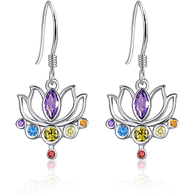 Aros flor de loto 7 chakras plata 925