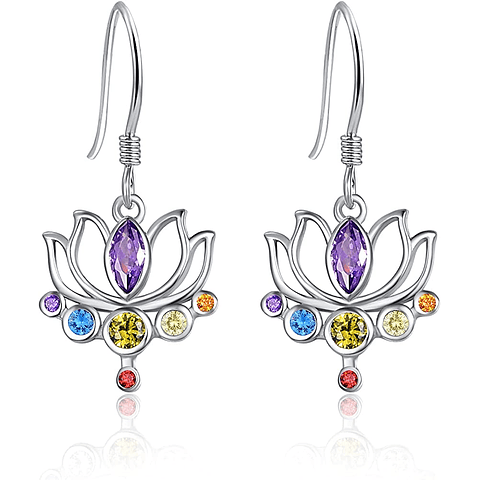 Aros flor de loto 7 chakras plata 925