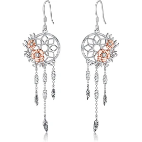 Aros Atrapasueños rosa plata 925