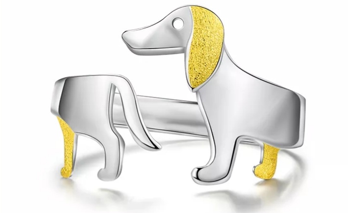 Plata 925 Lindo Salchicha Anillos Abiertos Cachorro Perro | Cuotas Sin