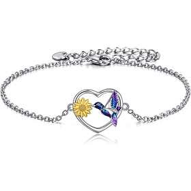 Pulsera colibrí y girasol plata 925