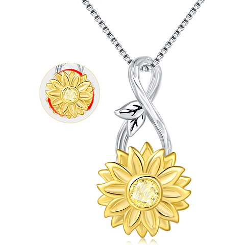 Collar girasol giratorio plata 925