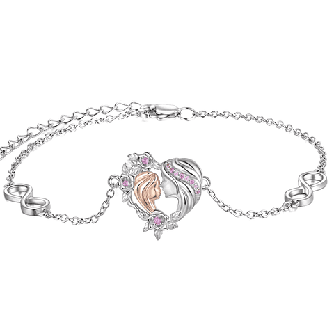 Pulsera mamá hija bebé corazón plata 925