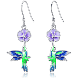 Aros colibrí multicolor plata 925