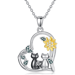 Collar dos gatos girasol plata 925