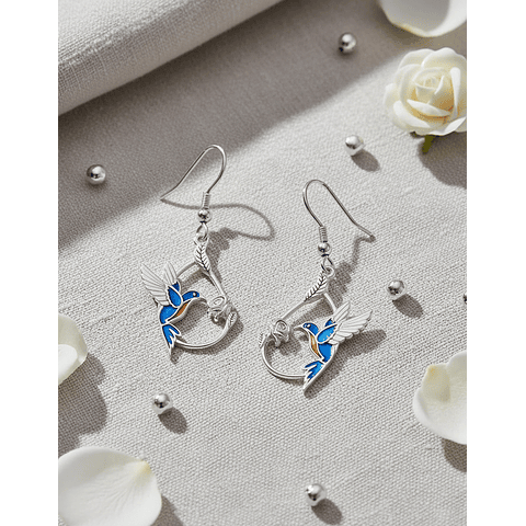 Aros colibrí Plata 925 esmaltado