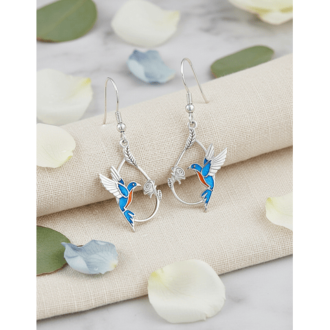 Aros colibrí Plata 925 esmaltado