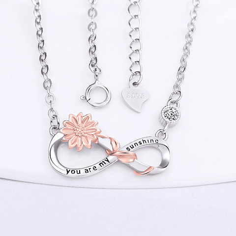 Collar infinito plata 925 girasol oro rosa 