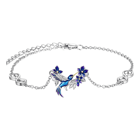 Pulsera colibri flor plata 925