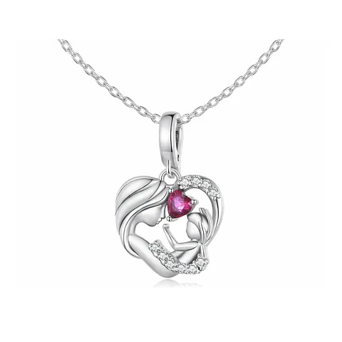 Collar mamá bebé circon plata 925
