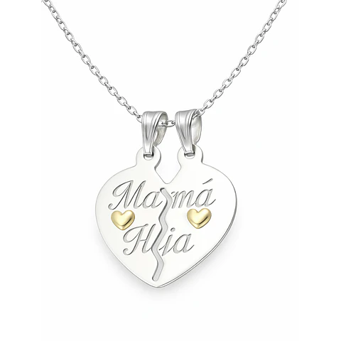 Collar mamá hija plata 925 baño oro