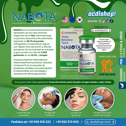 BOTOX TOXINA BOTULÍNICA TIPO (A) 100U X 01 UND. - NABOTA