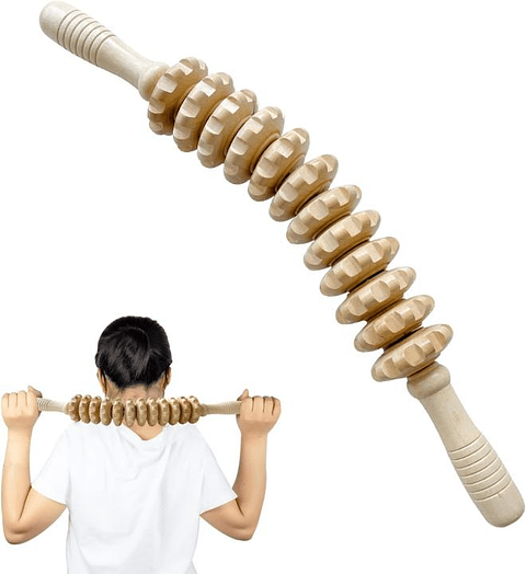 MASAJEADOR DE MADERA DE 12 RODILLOS