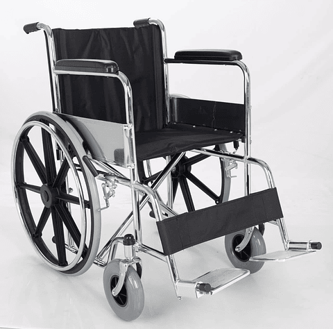 SILLA DE RUEDAS IMPORTADA, ARO PVC, LLANTA PU, LONA NEGRA