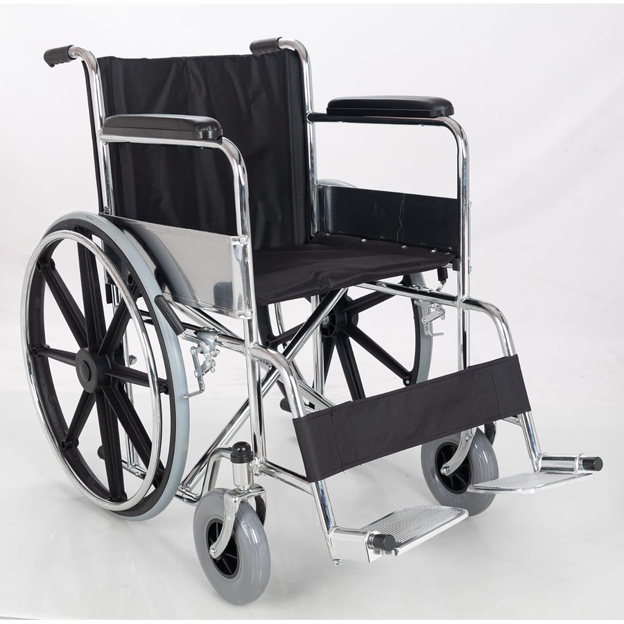 SILLA DE RUEDAS IMPORTADA, ARO PVC, LLANTA PU, LONA NEGRA 2