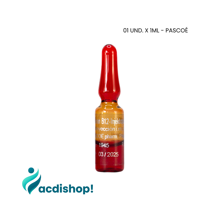VITAMINA B12 INJEKTOPAS 1000 UG 1ML. X 01 AMP. - PASCOÉ 2