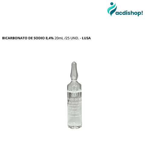 BICARBONATO DE SODIO 8,4% 20mL /25 UND. - LUSA