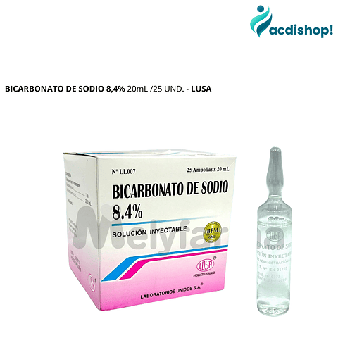 BICARBONATO DE SODIO 8,4% 20mL /25 UND. - LUSA