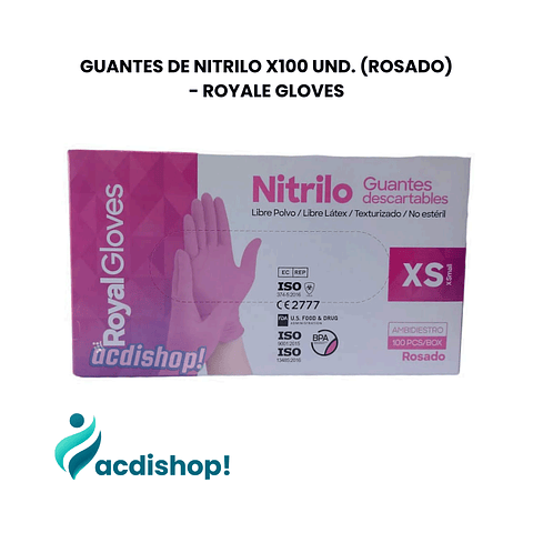 GUANTES DE NITRILO X100 UND. (ROSADO) - ROYALE GLOVES