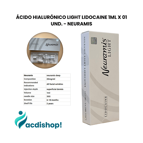 ÁCIDO HIALURÓNICO LIGHT LIDOCAINE 1ML X 01 UND. - NEURAMIS