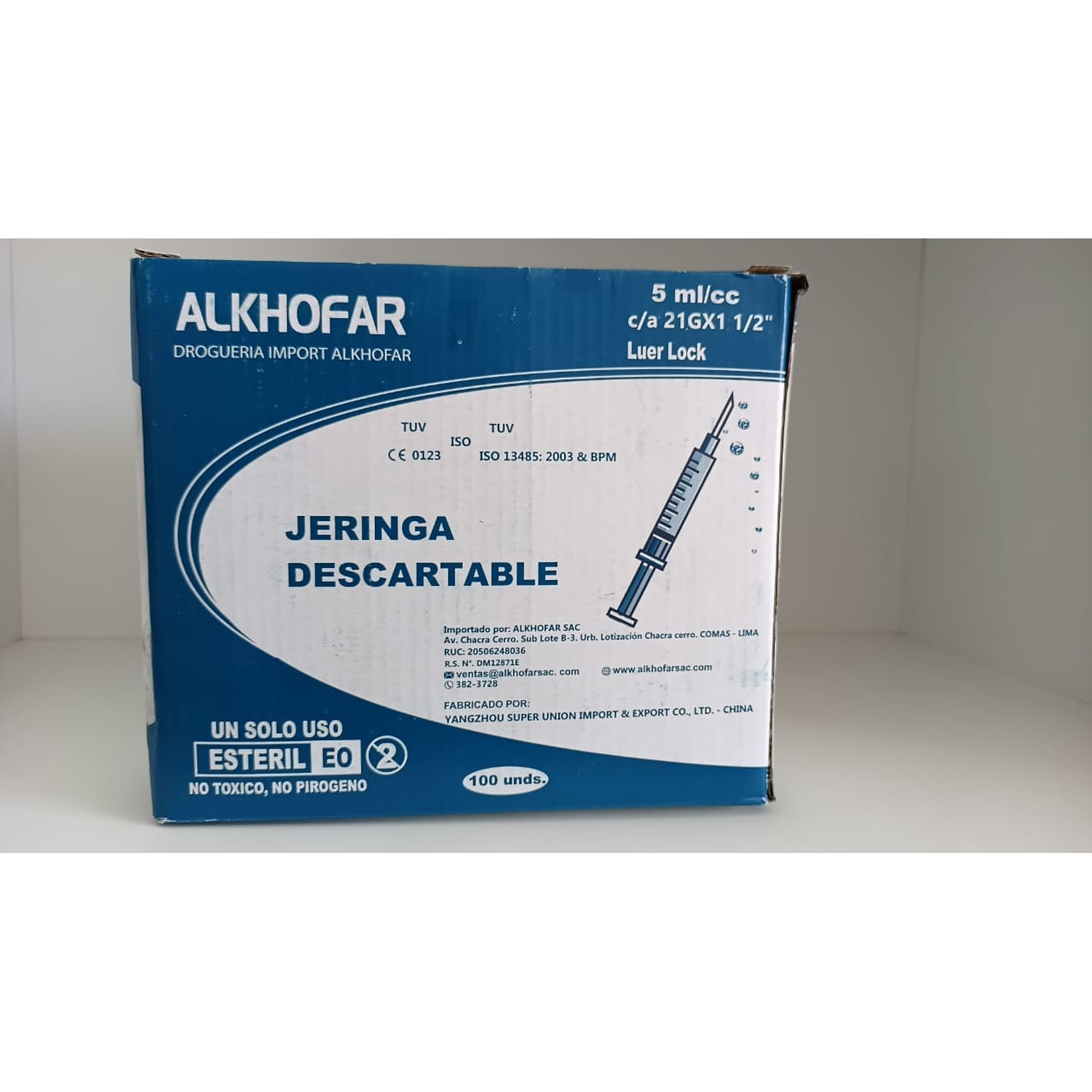 JERINGA ESTERIL 5ML (AGUJA 21G X 1 1/2) X 100 UND. - ALKHOFAR 2