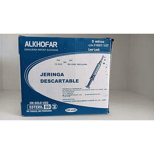 JERINGA ESTERIL 5ML (AGUJA 21G X 1 1/2) X 100 UND. - ALKHOFAR
