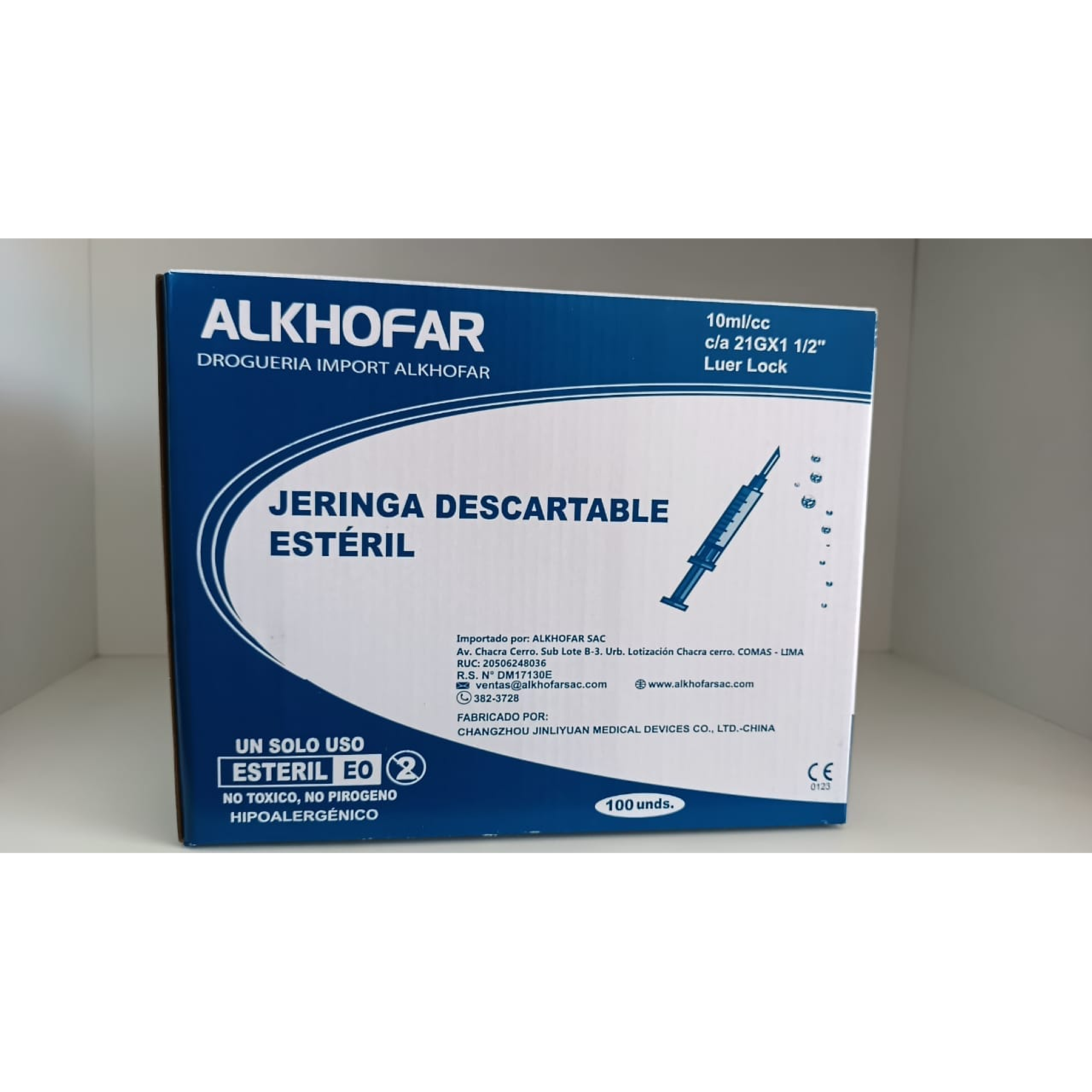 JERINGA ESTERIL 10ML (AGUJA 21G X 1 1/2) X 100 UND. - ALKHOFAR 2