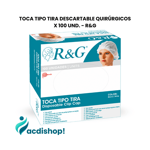 TOCAS TIPO TIRA DESCARTABLES QUIRÚRGICOS X 100 UND. - R&G 1