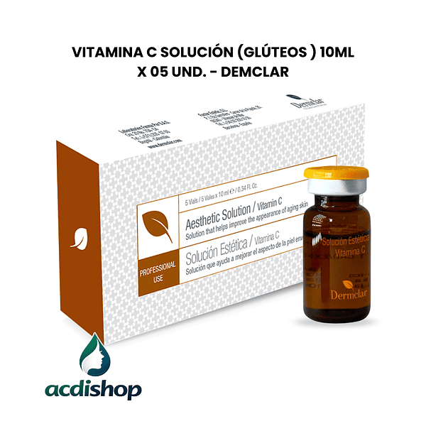 VITAMINA C SOLUCIÓN (GLÚTEOS ) 10ML X 05 UND. - DEMCLAR 1