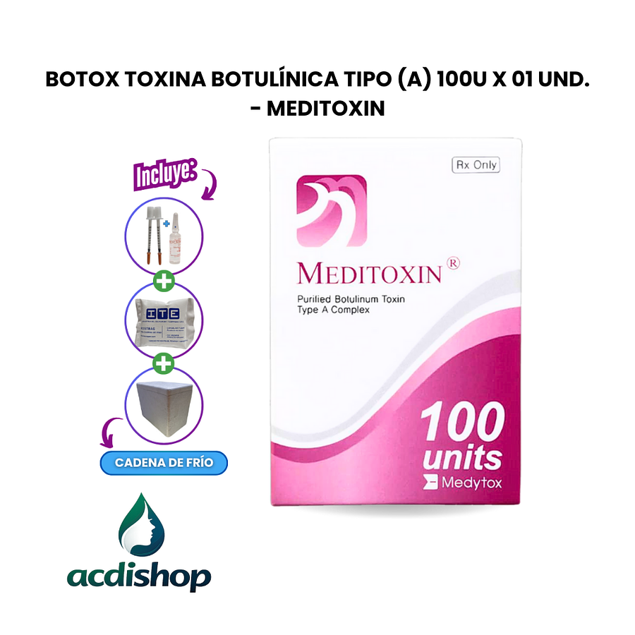 BOTOX TOXINA BOTULÍNICA TIPO (A) 100U X 01 UND. - MEDITOXIN 1
