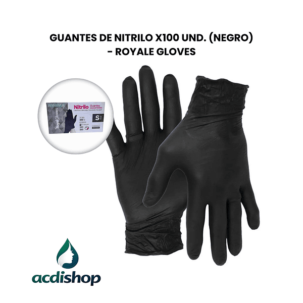 GUANTES DE NITRILO X100 UND. (NEGRO) - ROYALE GLOVES 2