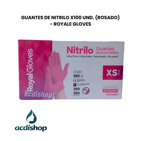 GUANTES DE NITRILO X100 UND. (ROSADO) - ROYALE GLOVES