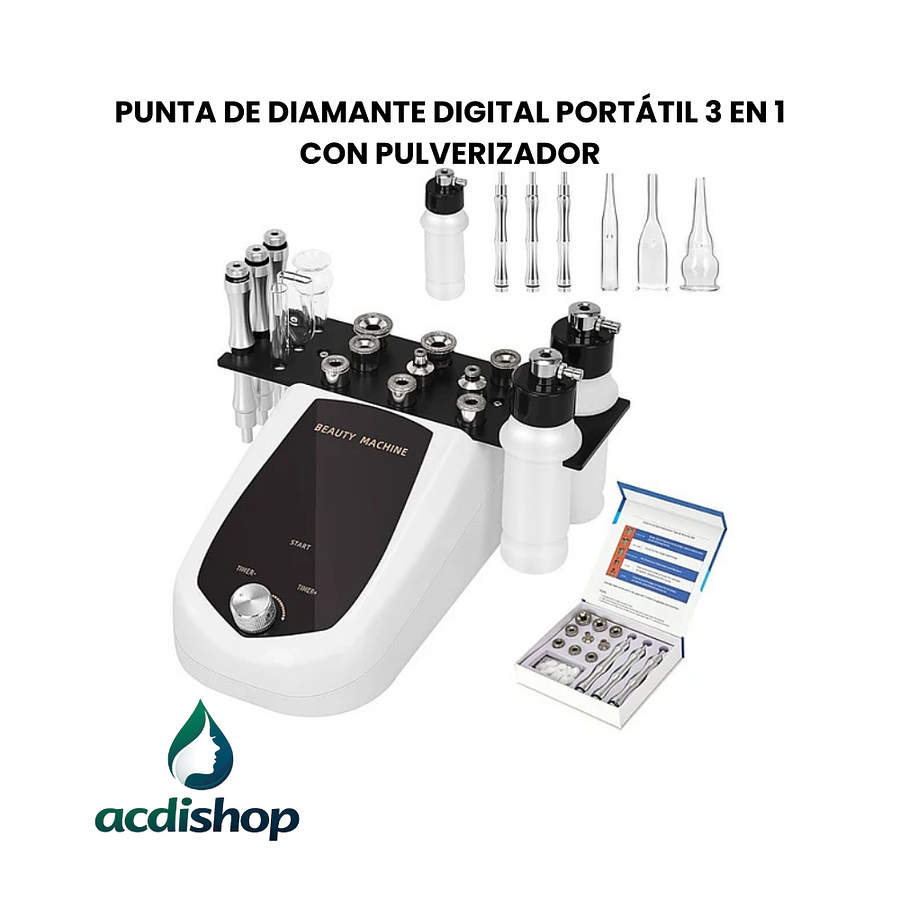PUNTA DE DIAMANTE DIGITAL PORTÁTIL 3 EN 1 CON PULVERIZADOR 1