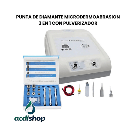 PUNTA DE DIAMANTE MICRODERMOABRASION 3 EN 1 CON PULVERIZADOR