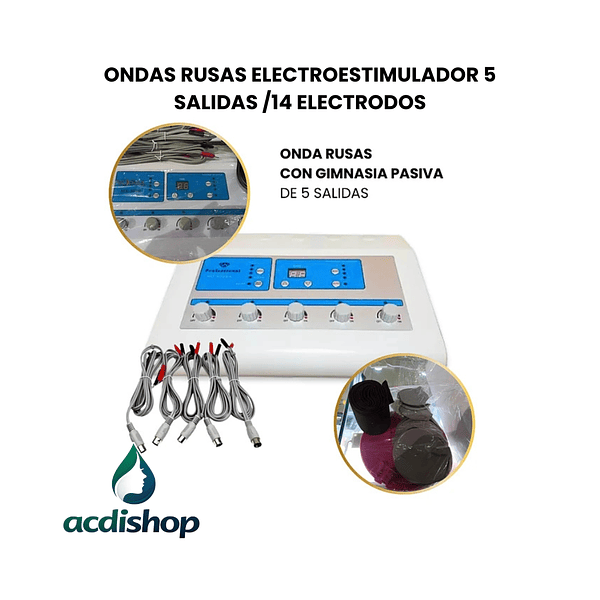 ONDAS RUSAS ELECTROESTIMULADOR 5 SALIDAS /14 ELECTRODOS 1