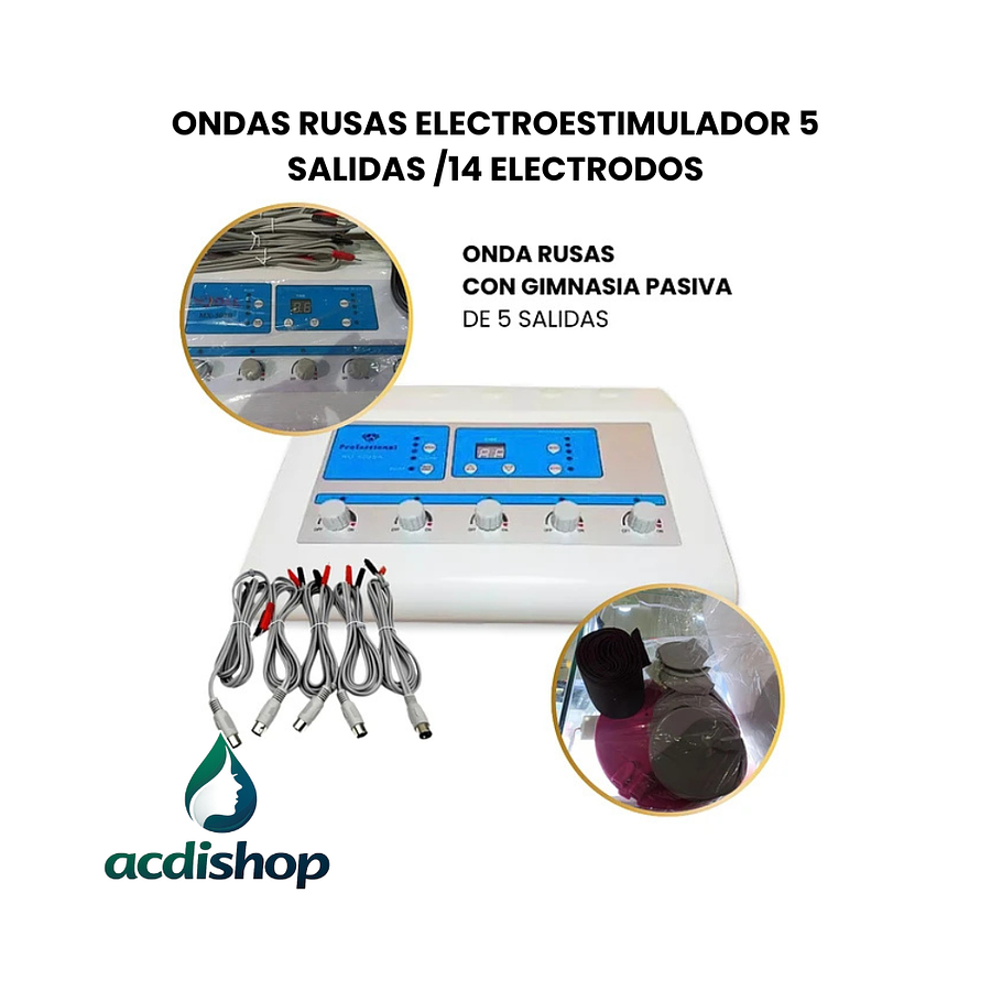 ONDAS RUSAS ELECTROESTIMULADOR 5 SALIDAS /14 ELECTRODOS 1