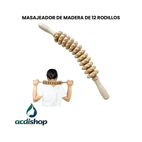 MASAJEADOR DE MADERA DE 12 RODILLOS