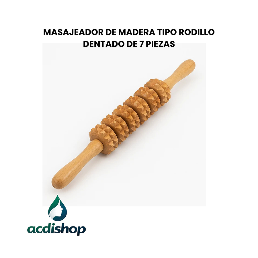 MASAJEADOR DE MADERA TIPO RODILLO DENTADO DE 7 PIEZAS 1
