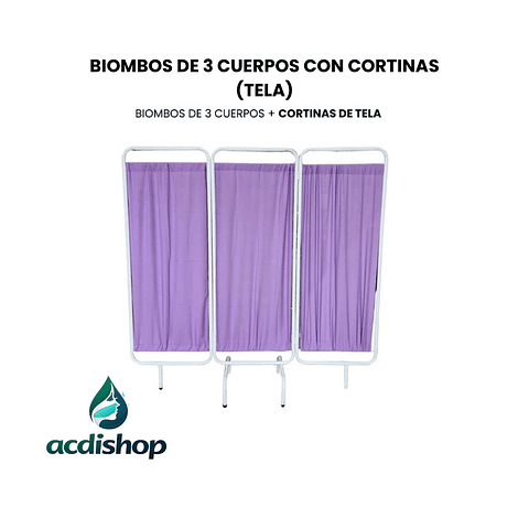 BIOMBOS DE 3 CUERPOS CON CORTINAS (TELA)