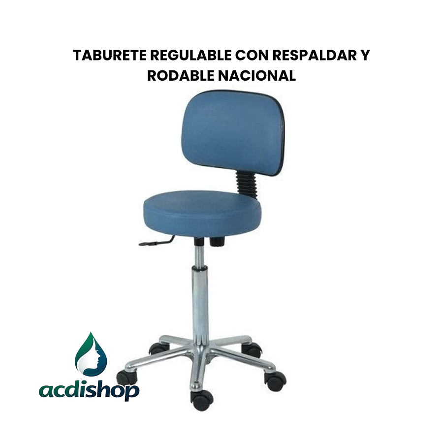 TABURETE REGULABLE CON RESPALDAR Y  RODABLE NACIONAL 1