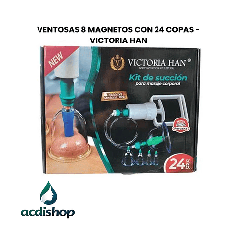 VENTOSAS 8 MAGNETOS CON 24 COPAS - VICTORIA HAN