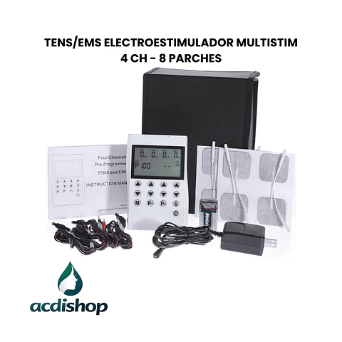 TENS/EMS ELECTROESTIMULADOR MULTISTIM 4 CH - 8 PARCHES